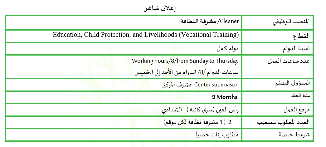 Cleaner Vacancy - 1